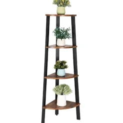 Boekenkast - hoekkast - 4 legplanken - 34x125x34 cm - vintage bruin