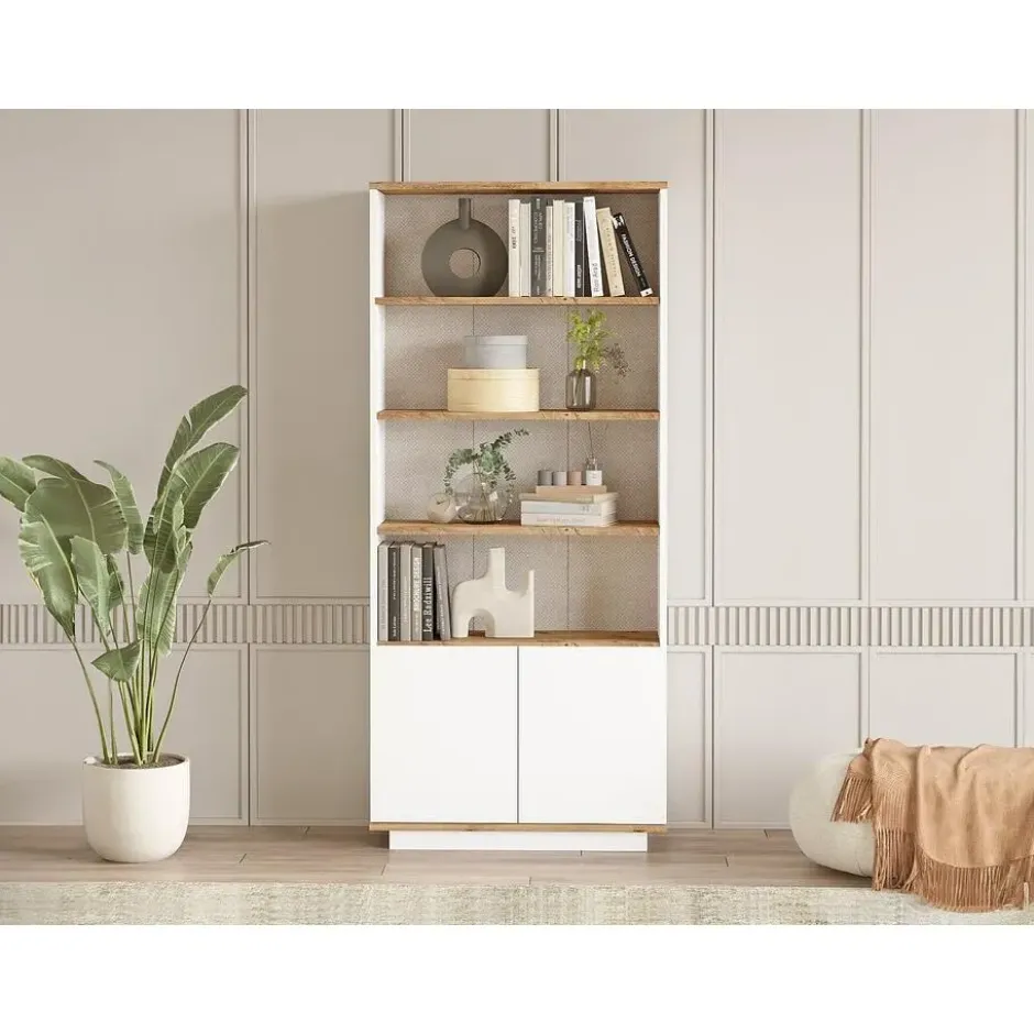 Boekenkast LOTULA - 75.5 cmx26.8 cmx168.3 cm - Natuurlijk licht Wit Hout paneel