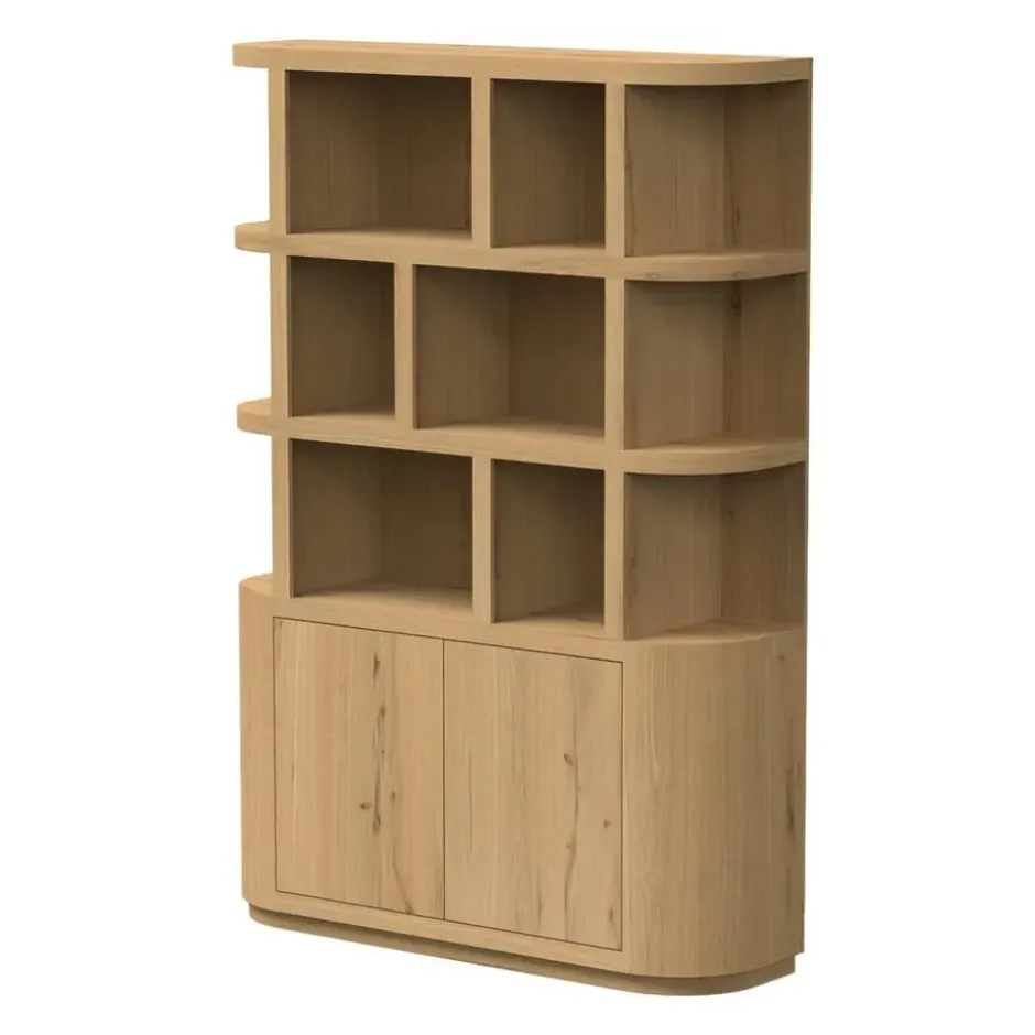 Boekenkast Naturel Eikenfineer - 145x40x220cm - Novero