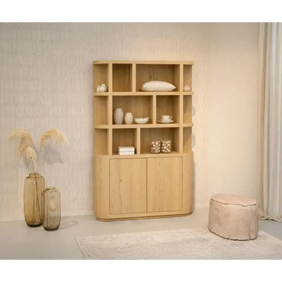 Boekenkast Naturel Eikenfineer - 145x40x220cm - Novero