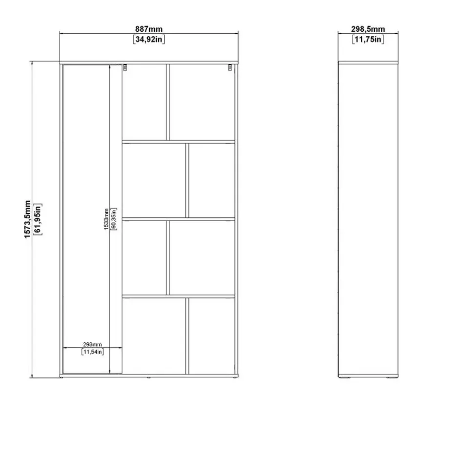 Boekenkast Wit Hoogglans - 89x34x157cm - Maze