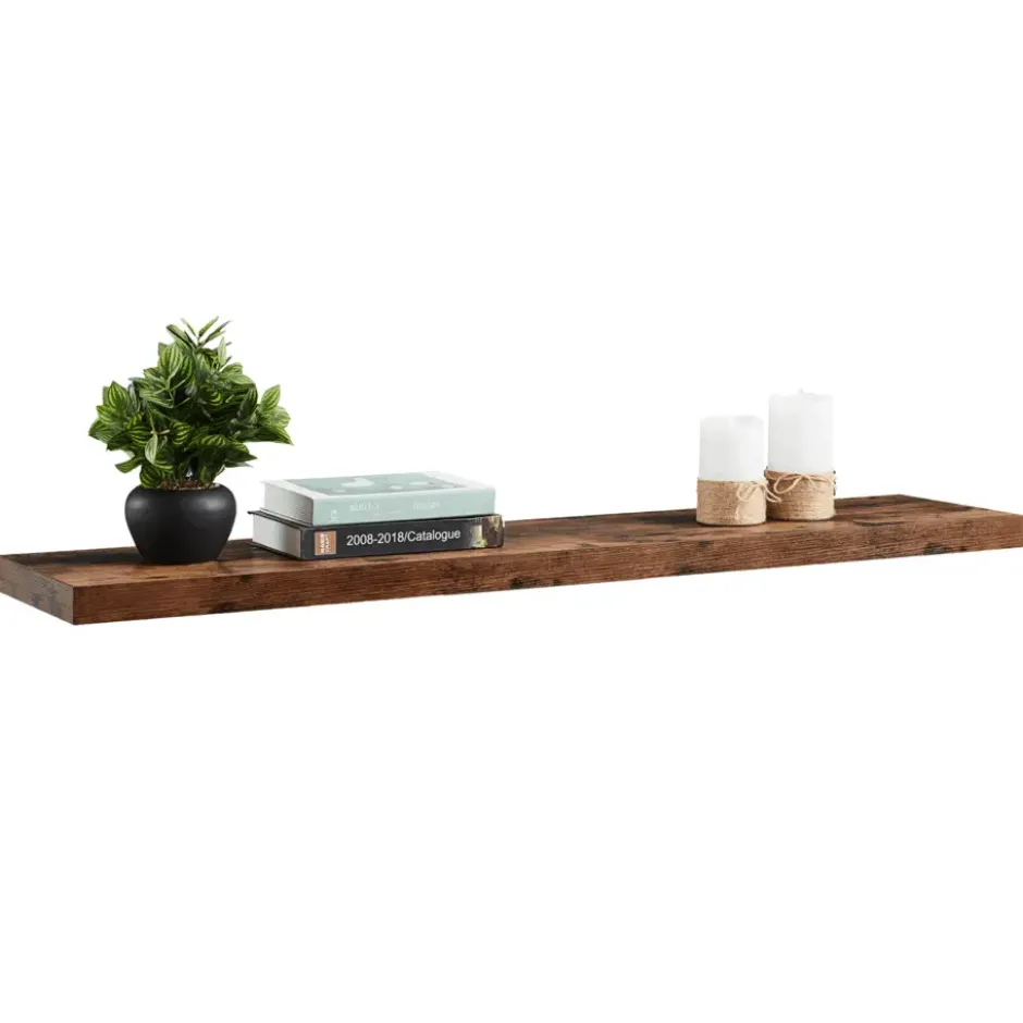 Boeken Plank van 120 cm lang, industrieel design, vintage bruin