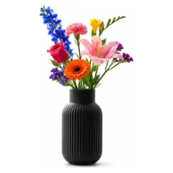 Boltze Bloemenvaas Nordik Arcade - zwart - glas - D13 x H22 cm