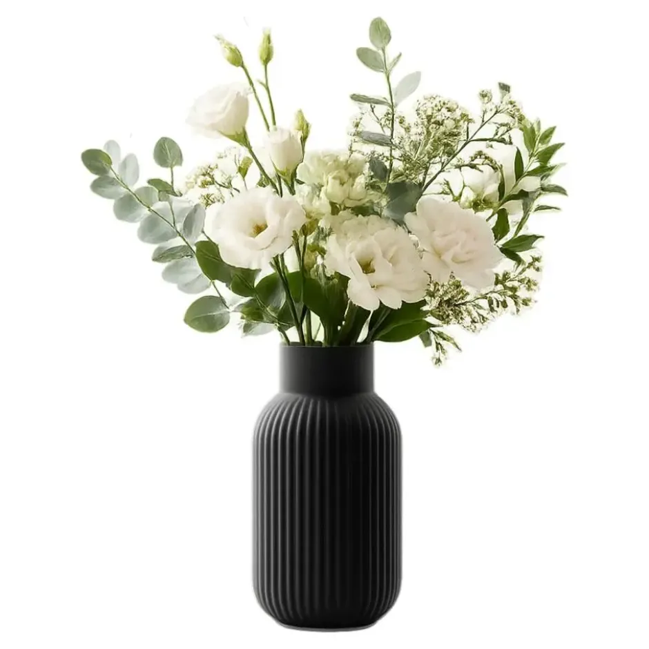 Boltze Bloemenvaas Nordik Arcade - zwart - glas - D13 x H22 cm