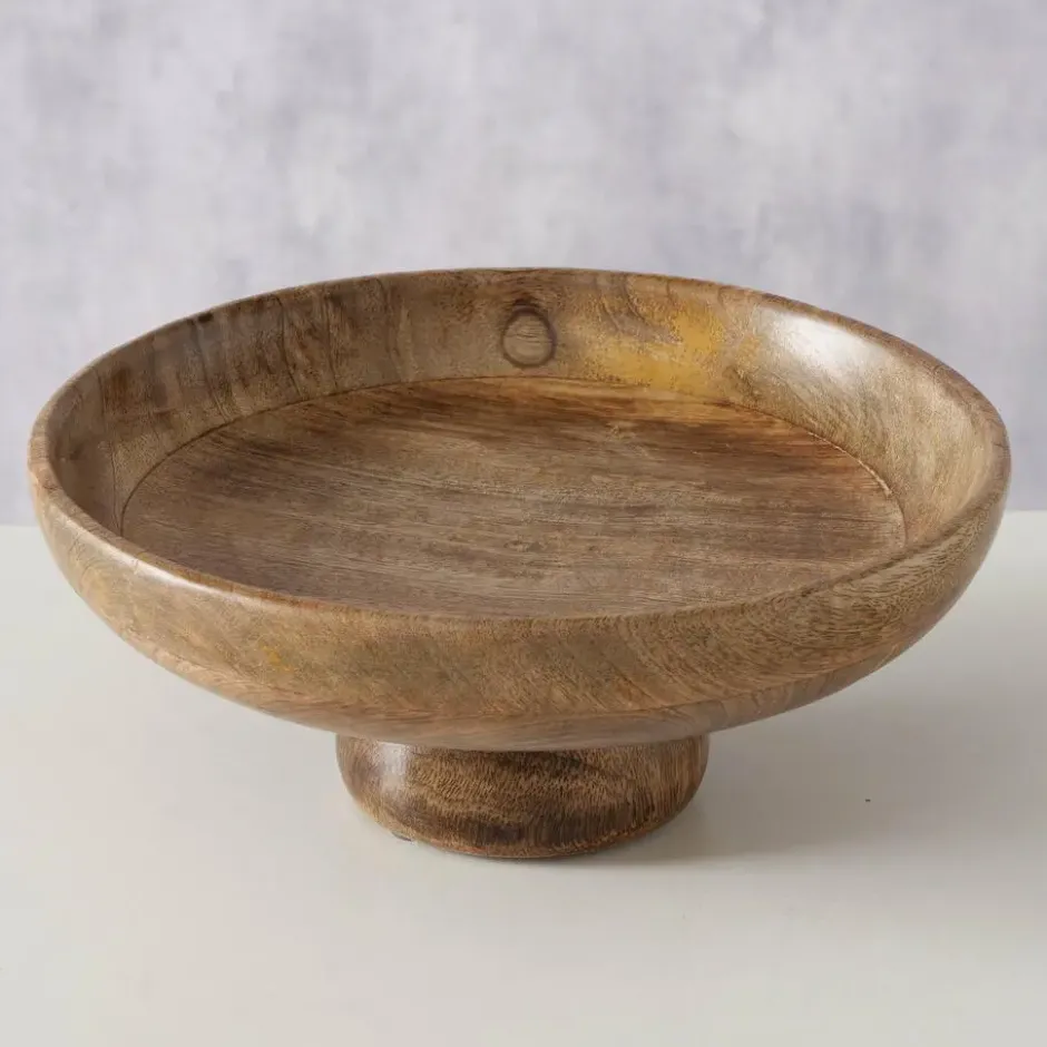 Boltze Fruitschaal/fruitmand - mango hout - D24 x H10 cm - bruin