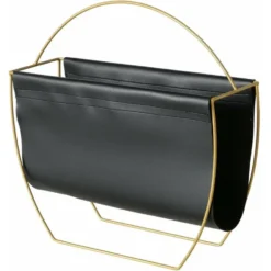 Boltze Lectuurbak tijdschriften/krant - zwart - metaal - 40 x 14 cm