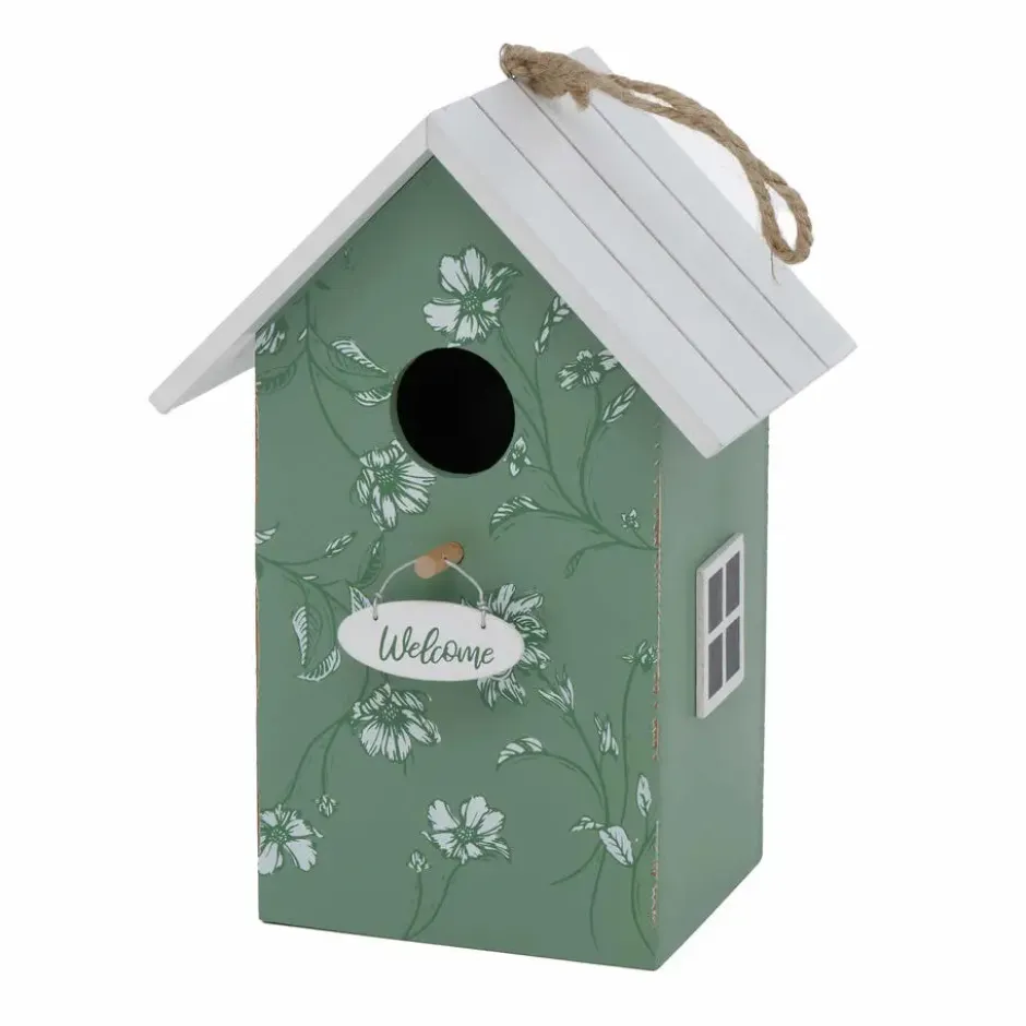 Boltze Vogelhuisje - groen met wit - houten nestkast - 22 cm