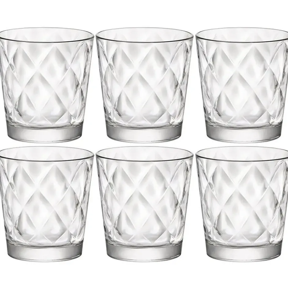 Bormioli Rocco waterglazen - 6x - 240 ml - relief - sap/waterglas