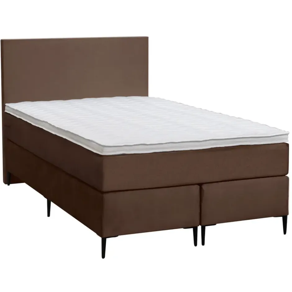 Boxspring Liv egaal - bruin - 120x200 cm - slanke poot