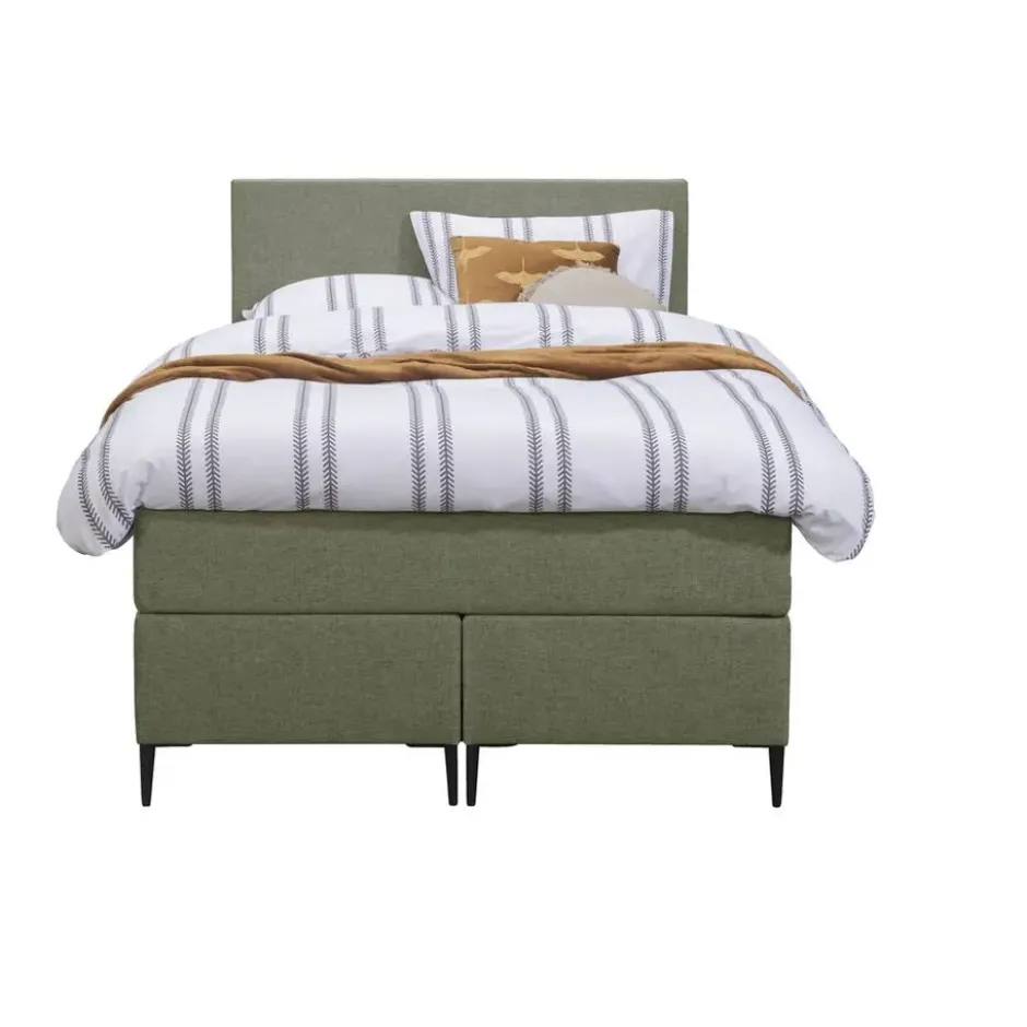 Boxspring Liv egaal - groen - 120x200 cm - slanke poot