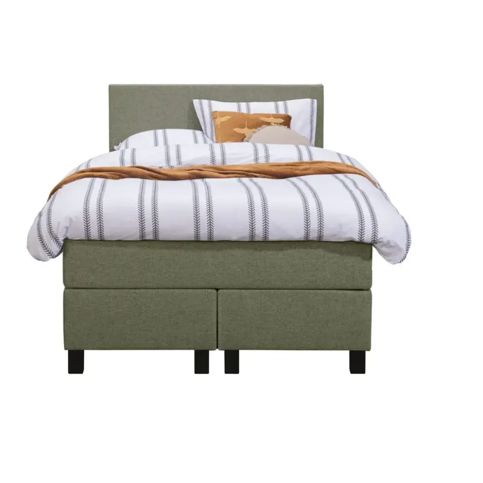 Boxspring Liv egaal - groen - 120x200 cm - vierkante poot