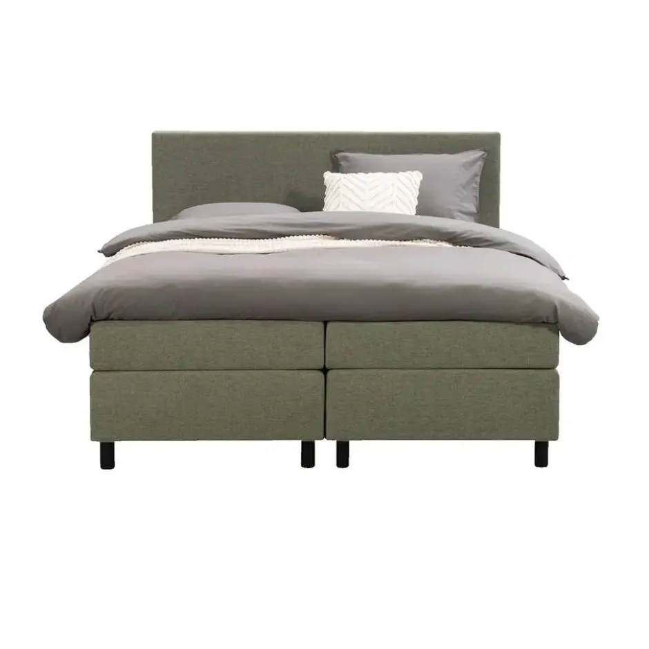 Boxspring Liv egaal - groen - 180x200 cm - ronde poot