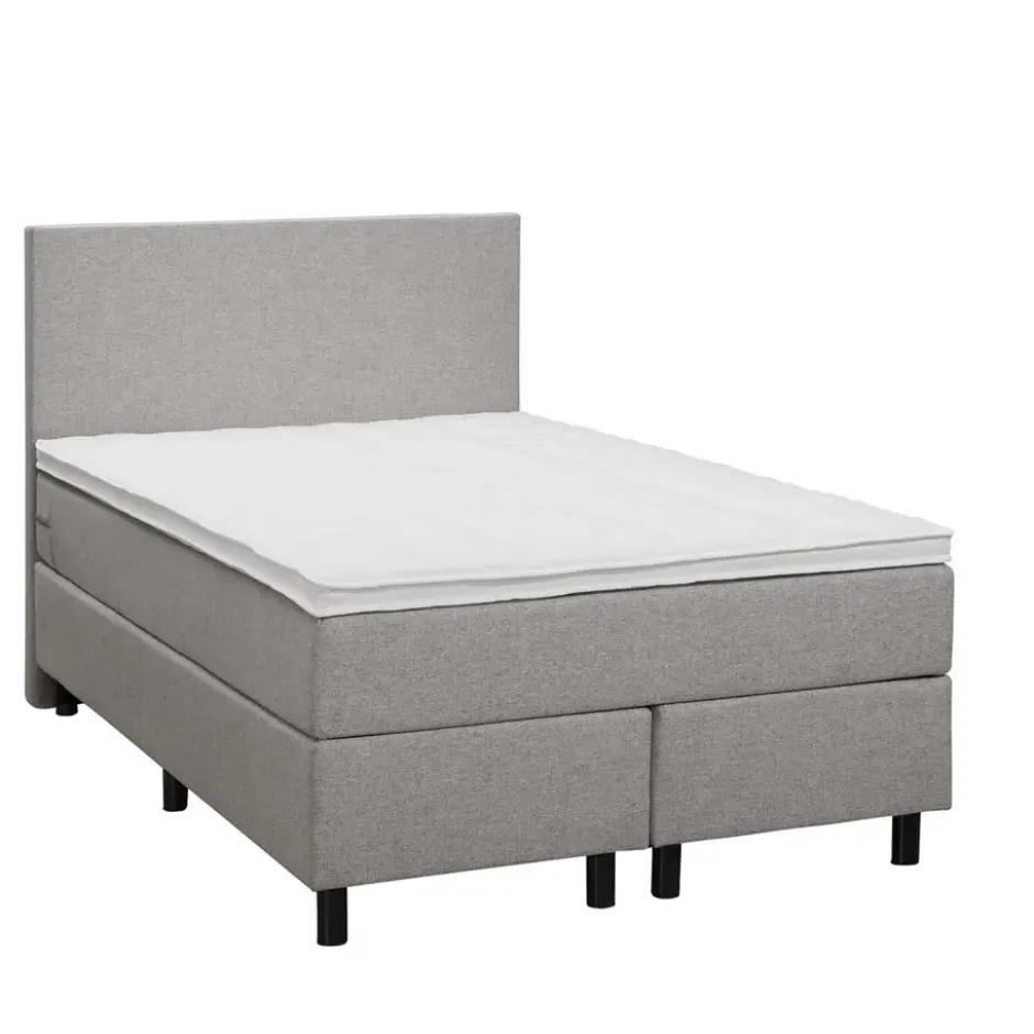 Boxspring Liv egaal - lichtgrijs - 120x200 cm - ronde poot