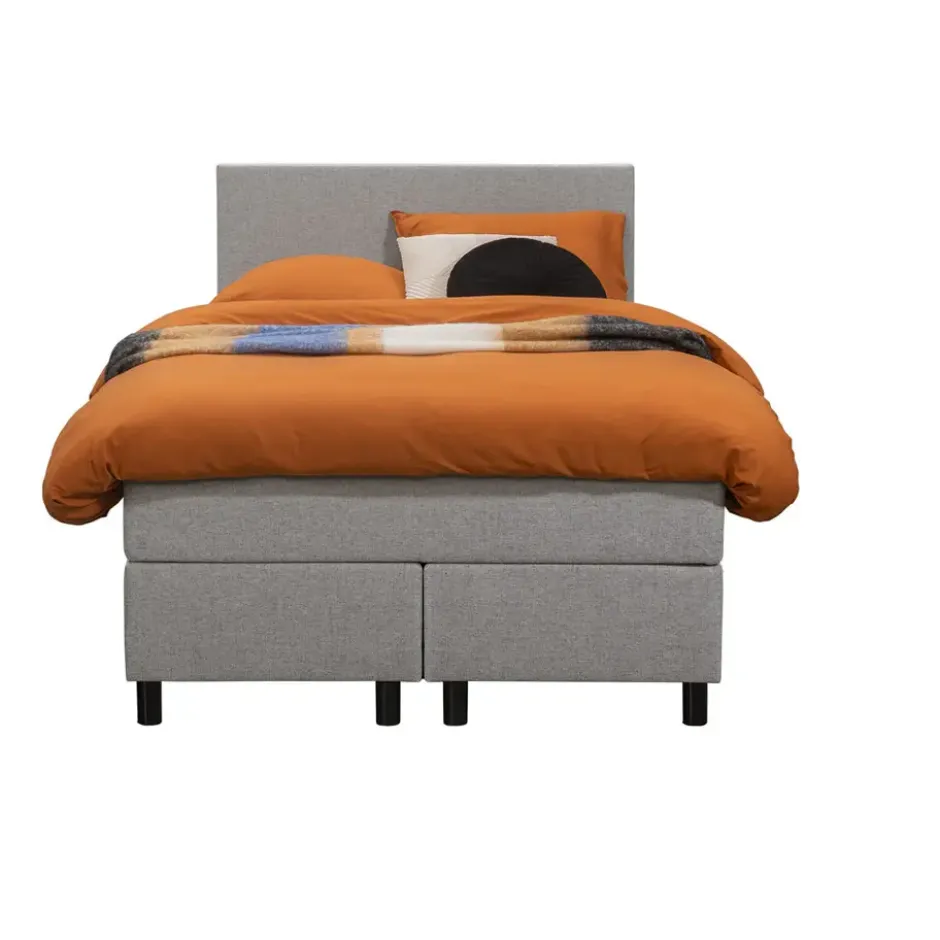 Boxspring Liv egaal - lichtgrijs - 120x200 cm - ronde poot