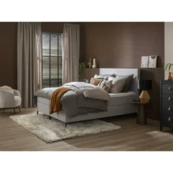Boxspring Liv egaal - lichtgrijs - 90x200 cm - slanke poot