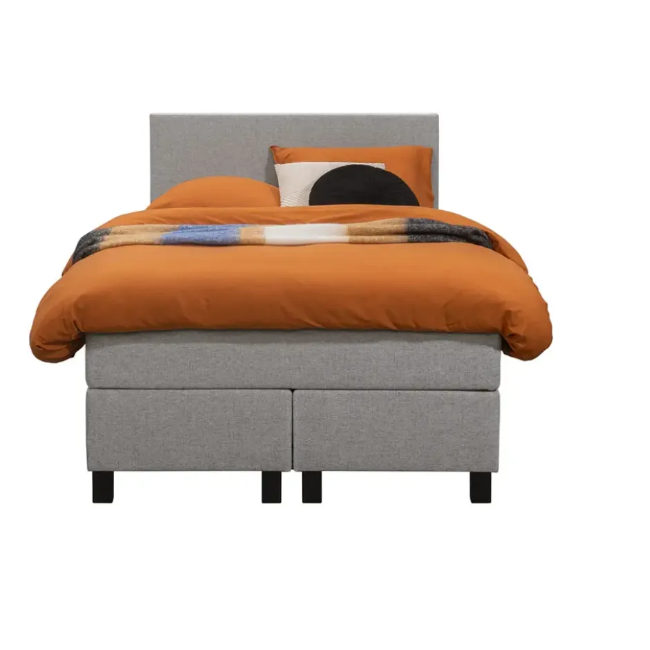 Boxspring Liv egaal - lichtgrijs - 120x200 cm - vierkante poot