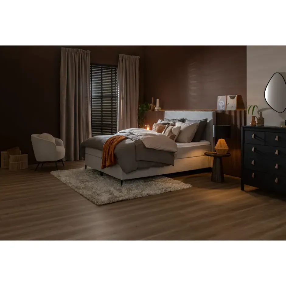 Boxspring Liv egaal - lichtgrijs - 180x200 cm - slanke poot