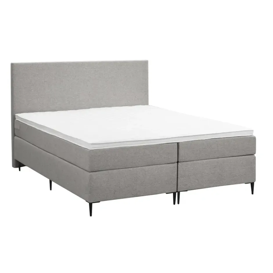 Boxspring Liv egaal - lichtgrijs - 180x200 cm - slanke poot