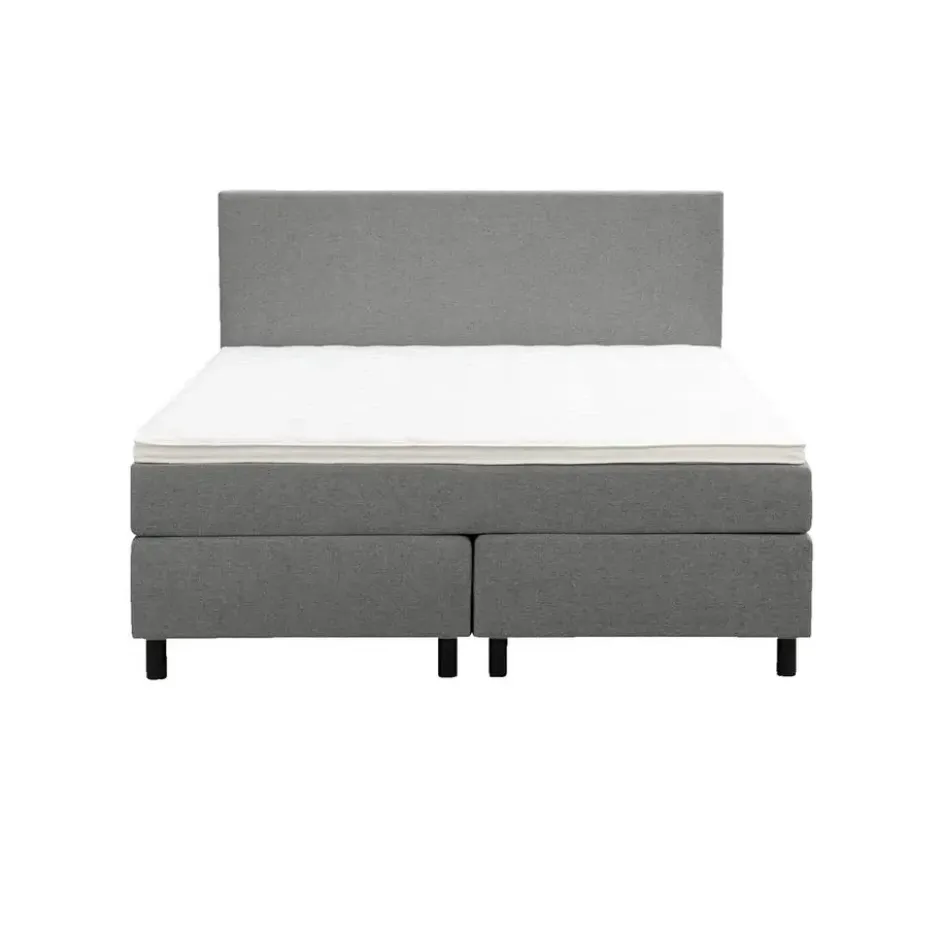 Boxspring Liv egaal - lichtgrijs - 140x200 cm - ronde poot