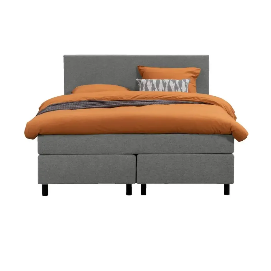 Boxspring Liv egaal - lichtgrijs - 140x200 cm - ronde poot