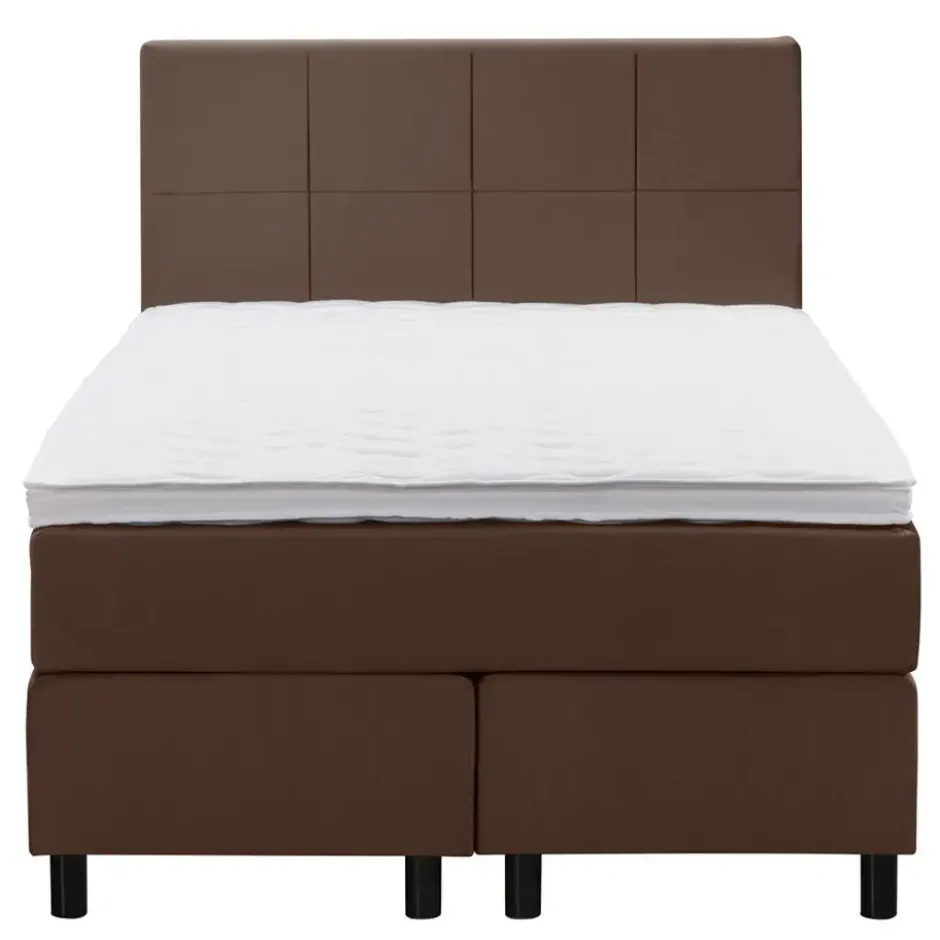 Boxspring Liv geblokt - bruin - 120x200 cm - ronde poot