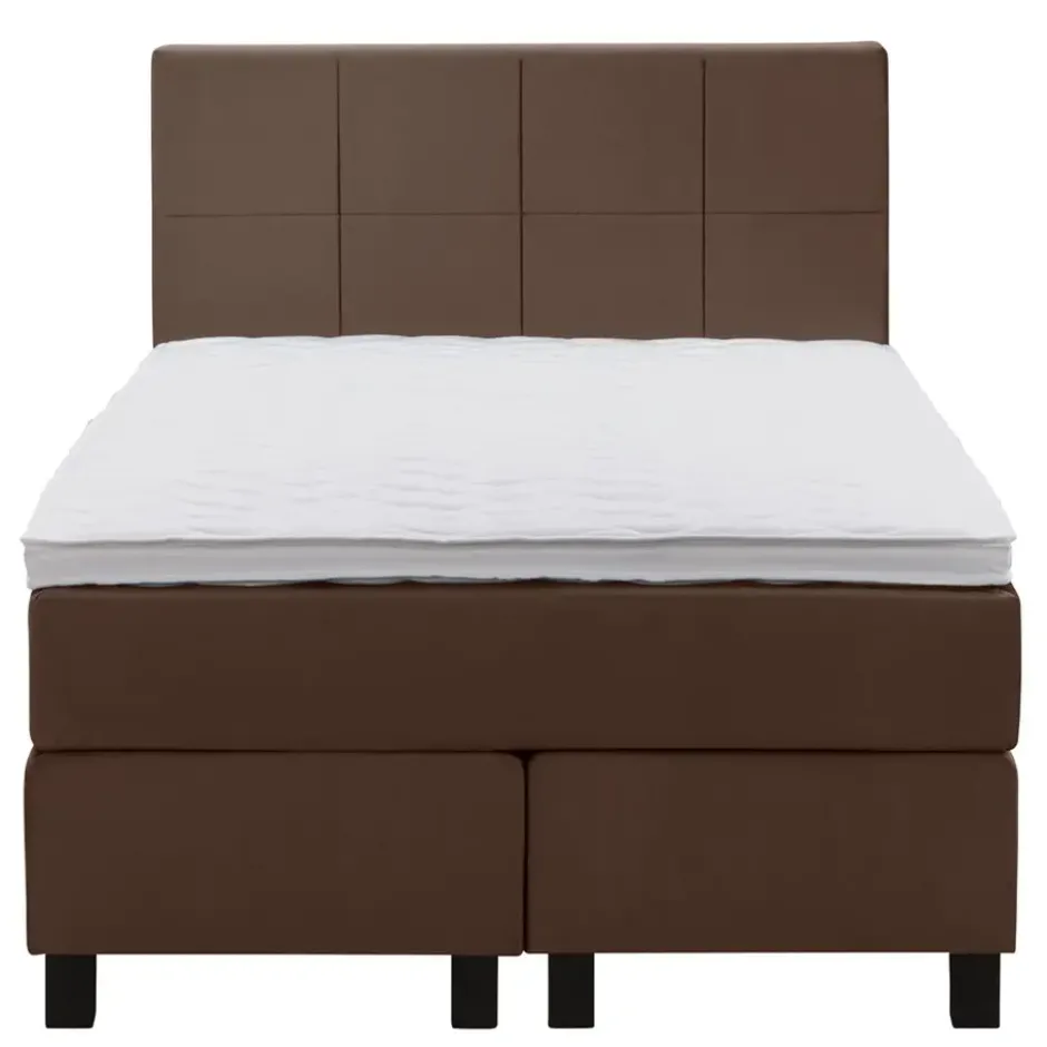 Boxspring Liv geblokt - bruin - 120x200 cm - vierkante poot