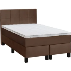 Boxspring Liv geblokt - bruin - 120x200 cm - vierkante poot