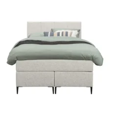 Boxspring Liv geblokt - ecru - 120x200 cm - slanke poot