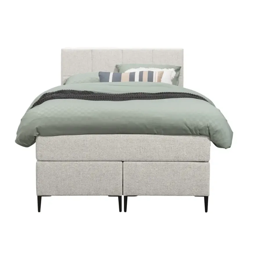 Boxspring Liv geblokt - ecru - 120x200 cm - slanke poot