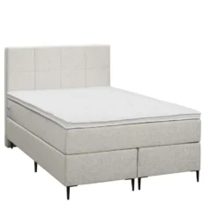Boxspring Liv geblokt - ecru - 120x200 cm - slanke poot