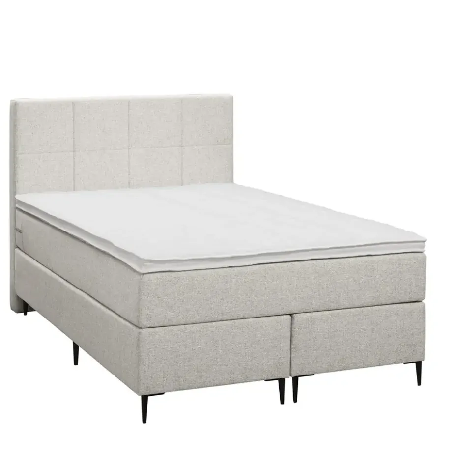 Boxspring Liv geblokt - ecru - 120x200 cm - slanke poot