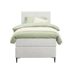 Boxspring Liv geblokt - ecru - 90x200 cm - slanke poot