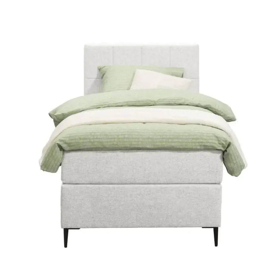 Boxspring Liv geblokt - ecru - 90x200 cm - slanke poot