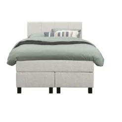 Boxspring Liv geblokt - ecru - 120x200 cm - vierkante poot