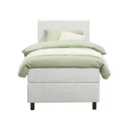 Boxspring Liv geblokt - ecru - 90x200 cm - ronde poot