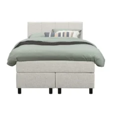 Boxspring Liv geblokt - ecru - 120x200 cm - ronde poot