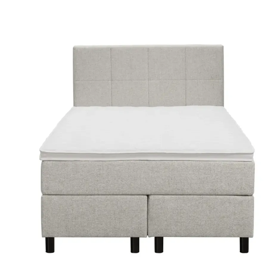 Boxspring Liv geblokt - ecru - 120x200 cm - ronde poot
