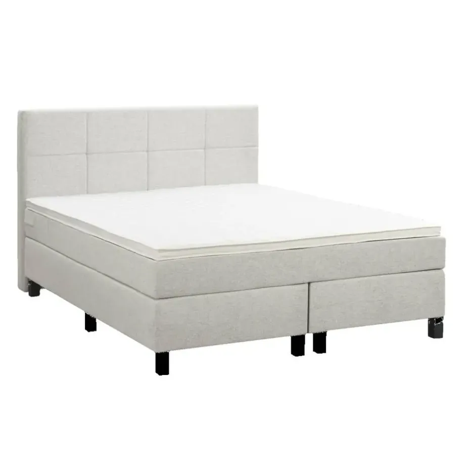 Boxspring Liv geblokt - ecru - 140x200 cm - vierkante poot