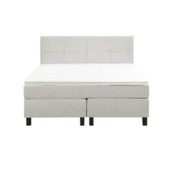 Boxspring Liv geblokt - ecru - 140x200 cm - vierkante poot