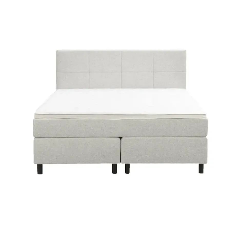 Boxspring Liv geblokt - ecru - 140x200 cm - ronde poot