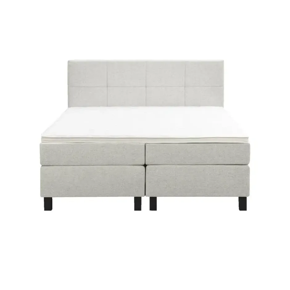 Boxspring Liv geblokt - ecru - 180x200 cm - vierkante poot
