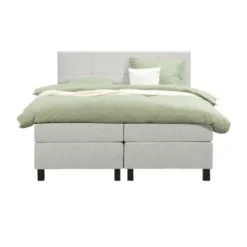 Boxspring Liv geblokt - ecru - 180x200 cm - vierkante poot