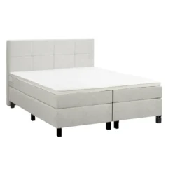 Boxspring Liv geblokt - ecru - 180x200 cm - vierkante poot