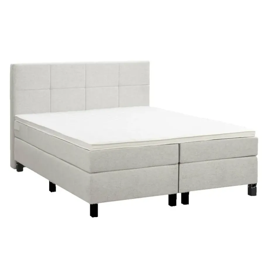 Boxspring Liv geblokt - ecru - 180x200 cm - vierkante poot