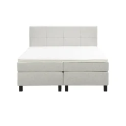 Boxspring Liv geblokt - ecru - 160x200 cm - vierkante poot