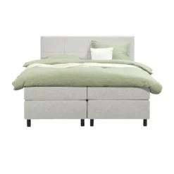 Boxspring Liv geblokt - ecru - 160x200 cm - ronde poot