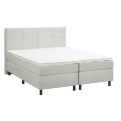 Boxspring Liv geblokt - ecru - 160x200 cm - ronde poot