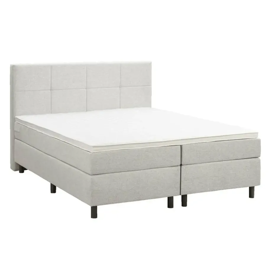 Boxspring Liv geblokt - ecru - 160x200 cm - ronde poot