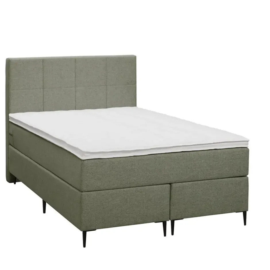 Boxspring Liv geblokt - groen - 120x200 cm - slanke poot