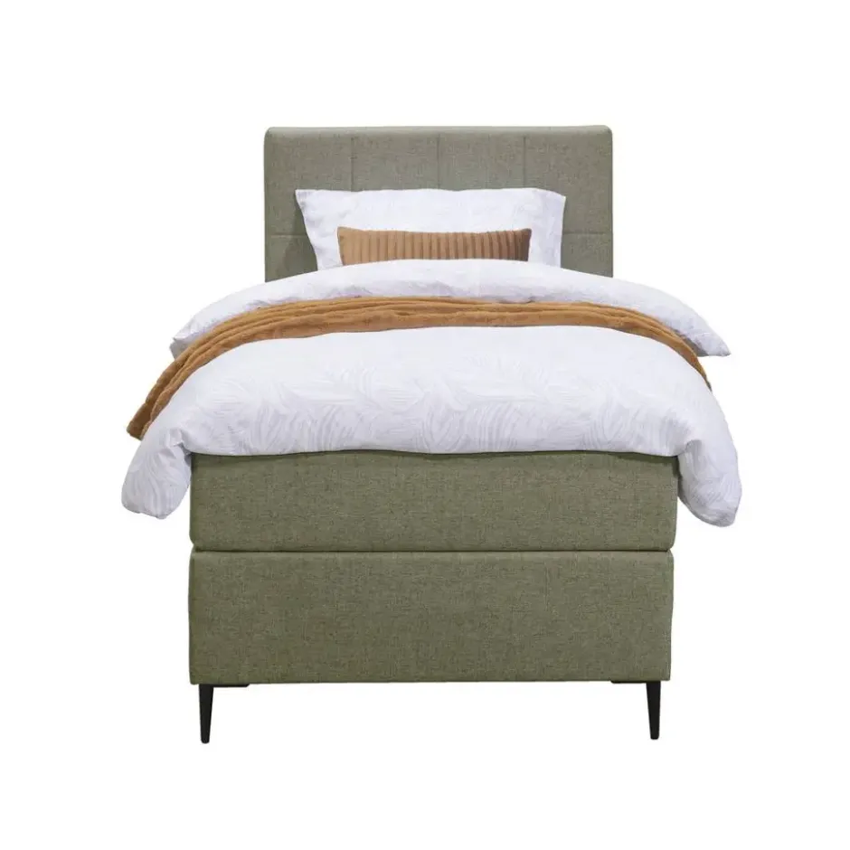 Boxspring Liv geblokt - groen - 90x200 cm - slanke poot